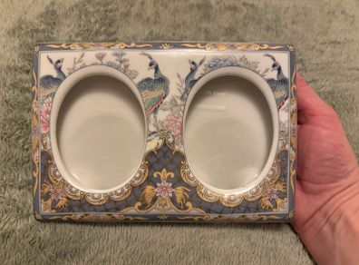 Vintage Japanese Porcelain Double Photo Frame
