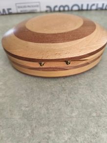 Vintage Oval Wooden Jewellery Box Layered Multi Wood