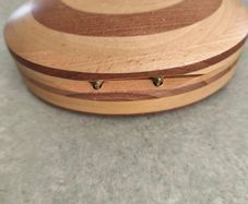 Vintage Oval Wooden Jewellery Box Layered Multi Wood