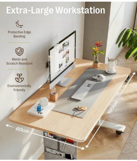 Electric Height Adjustable Standing Desk, 100x60cm Sit Stand Desk