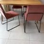 Light Oak Table & 4 pink velvet Chairs Image 3