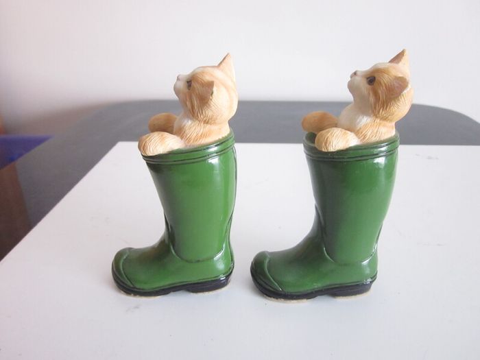Pair of Leonardo Cats in Green Wellington Boots