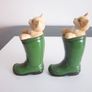 Pair of Leonardo Cats in Green Wellington Boots Image 3