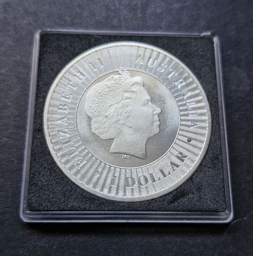 1 oz silver KANGAROO 2017 1 Dollar coin in Square capsule.
