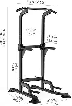 Pull Up & Dip Station Dip Stand Power Tower, Adjustable Height Home Strength Training Fitness Workout Station, Suitable for Teenagers, Women, Men
