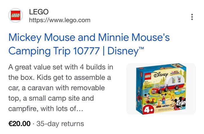 Lego Disney Mickey and Minnie's Camping Trip 10777