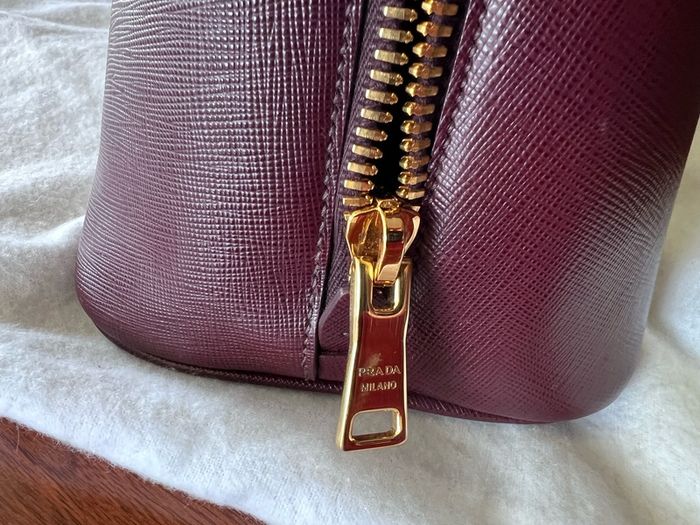 Stunning Prada Saffiano Lux Leather Burgundy Handbag