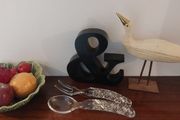 Fabulous Set of Sophisticated Vintage Cut Glass Crystal Salad Servers in Excellent Condition
