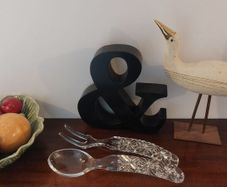 Fabulous Set of Sophisticated Vintage Cut Glass Crystal Salad Servers in Excellent Condition