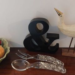 Fabulous Set of Sophisticated Vintage Cut Glass Crystal Salad Servers in Excellent Condition