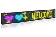 Programmable LED Sign, P10 Full Color Flexible Digital Scrolling Panel, DIY Custom Text Pattern GIF Display Board, Bluetooth APP Control Message Shop Sign for Store Business Advertising, 52x8 in