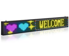 Programmable LED Sign, P10 Full Color Flexible Digital Scrolling Panel, DIY Custom Text Pattern GIF Display Board, Bluetooth APP Control Message Shop Sign for Store Business Advertising, 52x8 in