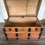 Antique 1890s steamer trunk Liver brass plates Image 2