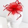 Pre Owned Elegant Red Feather & Mesh Fascinator Clip / Brooch Image 3
