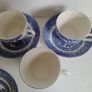 vintage willow cups, saucers and bowl, blue willow cups Image 3