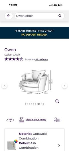 Swivel armchair
