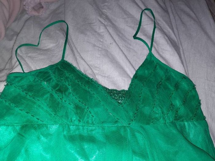 Green 100% silk baby-doll dress size 10
