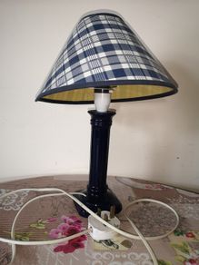 Table lamp & bulb/energy saving /blue porcelain