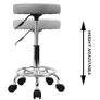 PU Leather Round Rolling Stool with Foot Rest Swivel Height Adjustment Spa Drafting Salon Tattoo Work Office Massage Stools Task Chair Small (Gray) Image 4