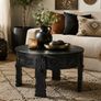 Black Solid Mango Wood Round Coffee Table 60 cm Image 3