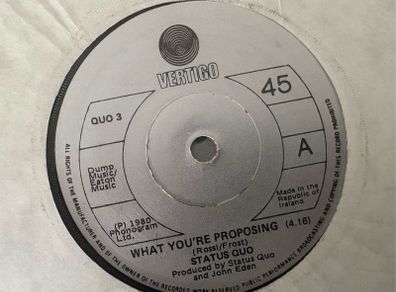 Four Status Quo singles, all Irish pressings, all excellent condition And play great. All four for the asking price on the advert  or nidividually as priced below.