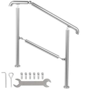 3 Step Railing Stainless Steel Transitional Handrail fit for Level Surface and 1 to 3 Steps Adjustable Stair Railing Indoor Outdoor Step Railings 99.8 kg Capacity