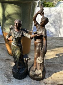 Fine pair of 19 th century bronzed Spelter Figures , Harvest .