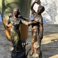 Fine pair of 19 th century bronzed Spelter Figures , Harvest .