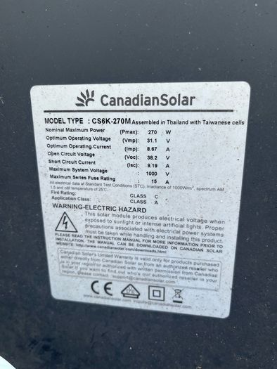 4 x 270 watt Solar Panels