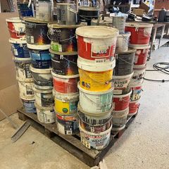 Paint. Pallet of various paint