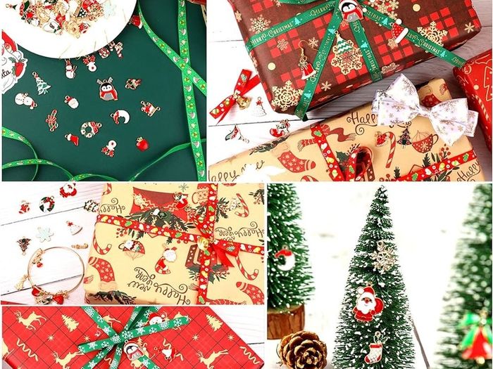 FREE SHIPPING 110Pcs Christmas Gold Enamel Charms DIY Jewelry Making Charms Pendants for Bracelet Necklace Earring Craft Supplies