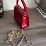Red handbag with chain Image 2