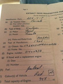 Fiesta exhaust& logbook