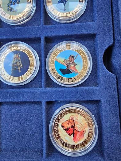 Ancient Egypt Gold Plated Coin Collection 21 Coins with Certificates in Original Holder