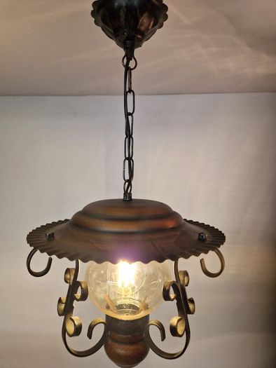 Vintage French Copper 1970s ceiling light