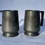 Pair Chinese Pewter Lidded Tankards - Kut Hing Swatow  - Dragon Relief Image 2