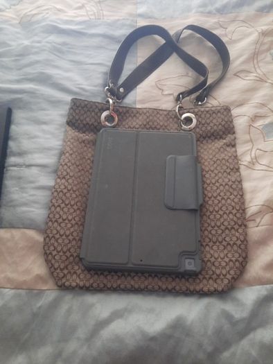 Coach print tote shoulder bag
