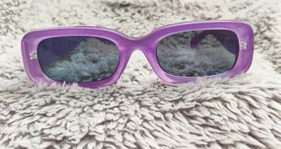 Purple Rectangle Sunglasses with Black Lenses