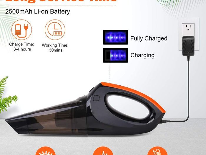 6500pA Handheld Vacuum Cleaner, Cordless Handheld Vacuum with Rechargeable 2500mAh Battery for Home and Car