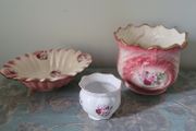 Vintage set of Staffordshire Rose jardiniere