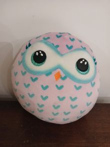 Pink and green owl squishmallow bird soft toy