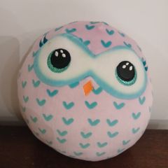 Pink and green owl squishmallow soft toy