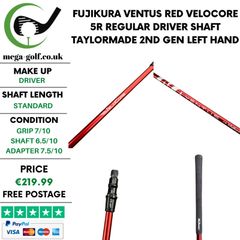 Fujikura Ventus Red Velocore 5R Regular Driver Shaft / Taylormade 2nd Gen / Left Hand