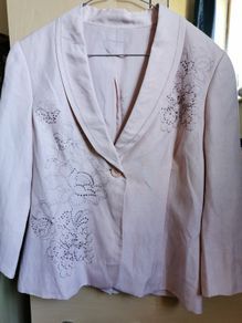 Embroidery silk light pink blazer UK 14