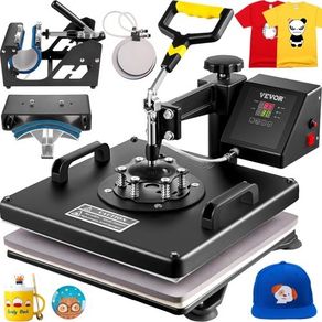 Heat Press Machine, 15 x 15 Inch, 5 in 1 Combo Swing Away T-Shirt Sublimation Transfer Printer