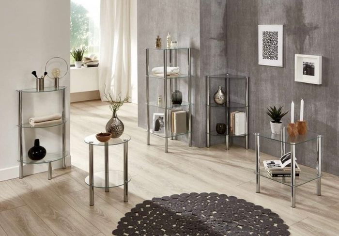 Low Occasional Table - Steel Tubing/Tempered Glass - Chrome, 39 x 39 x 47 cm (FREE POSTAGE)