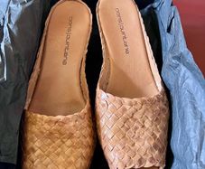 Fab Pons Quintana Beige Leather Wedges SIZE 40