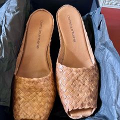 Fab Pons Quintana Beige Leather Wedges SIZE 40