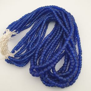 Vintage African Style Blue 4-5.5mm Glass Beads Necklace Strand