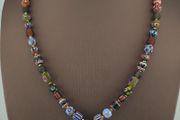 Antique Venetian Style MulitColor Mix Glass &amp; Old Face Glass Pendant Necklace